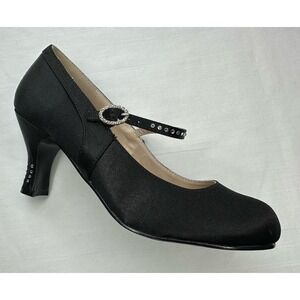 Funtasma Rhinestone Mary Jane Shoes Heels Sz 9 Flapper Black Dressy Goth Y2K